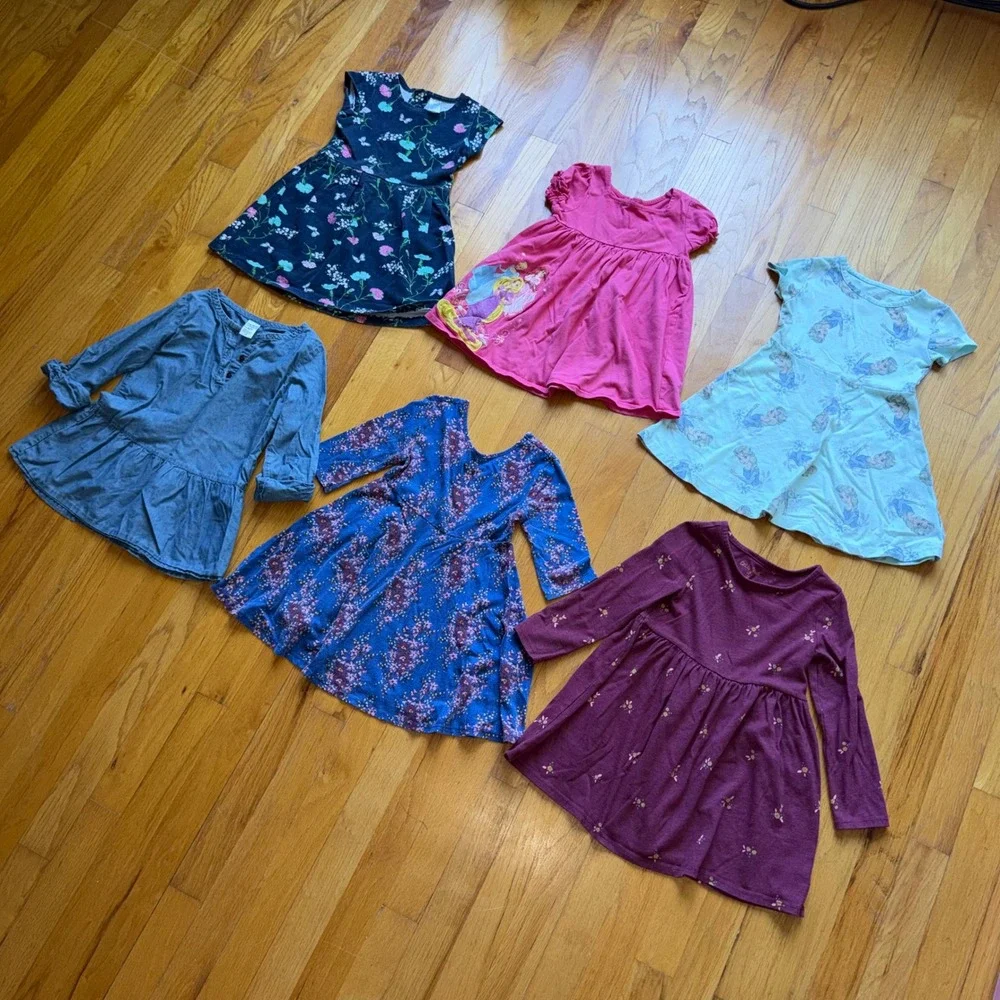 Toddler Girls Dress Lot 6pc 4 Carter's Disney Frozen Old Navy Cat & Jack Bundle